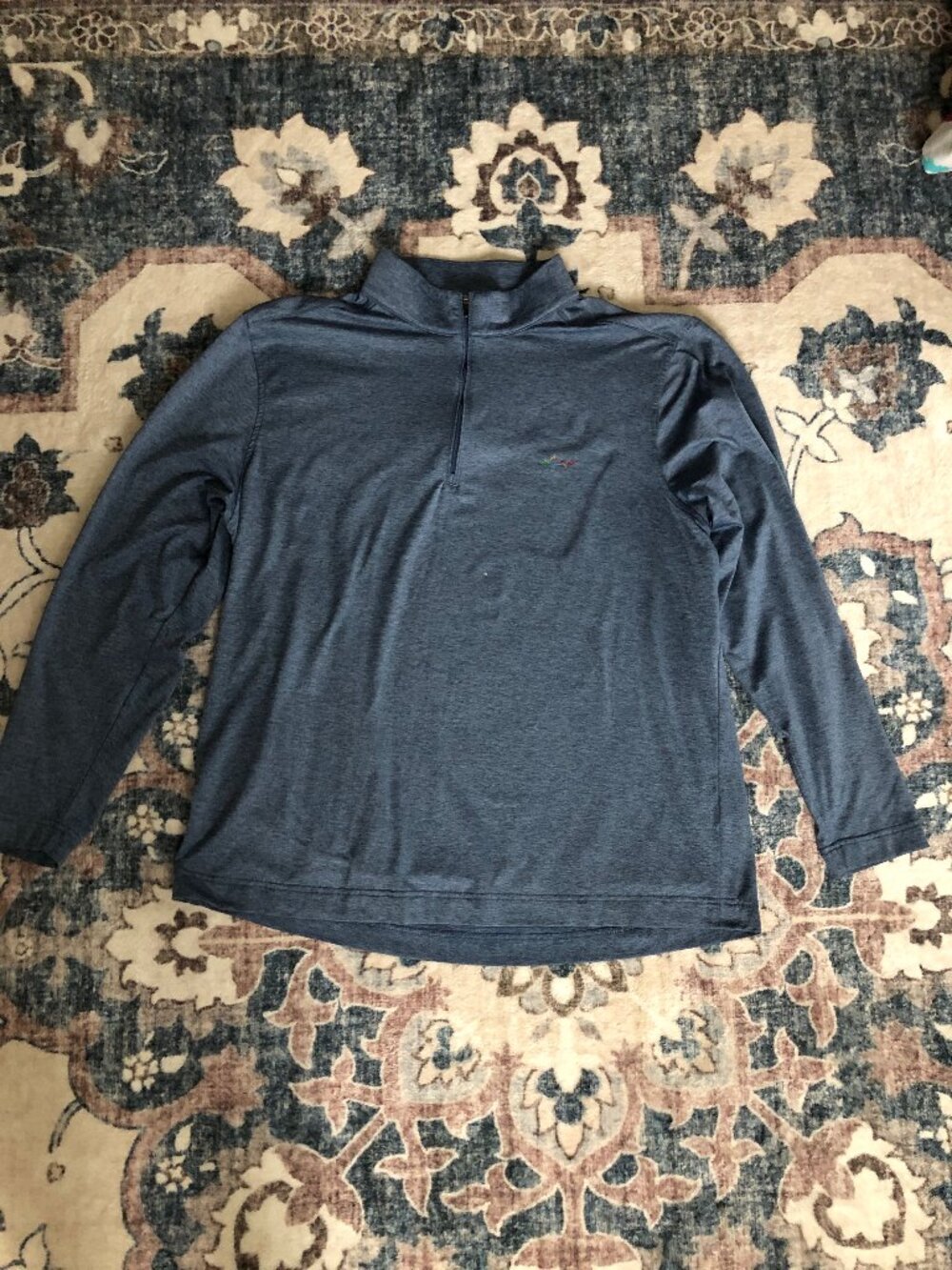 Greg Norman Blue Gray Quarter-Zip Long Sleeve Pullover